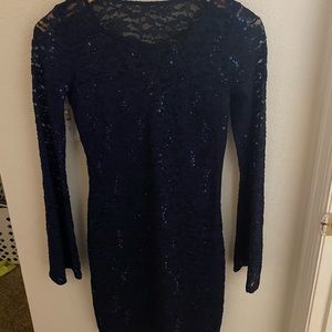 Navy sparkle long sleeve dress